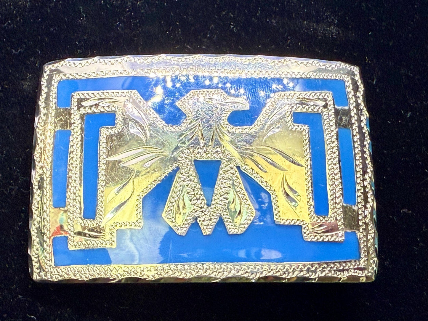 Thunderbird Native American Indian Hand-Crafted Inlay Enamel Belt Buckle
