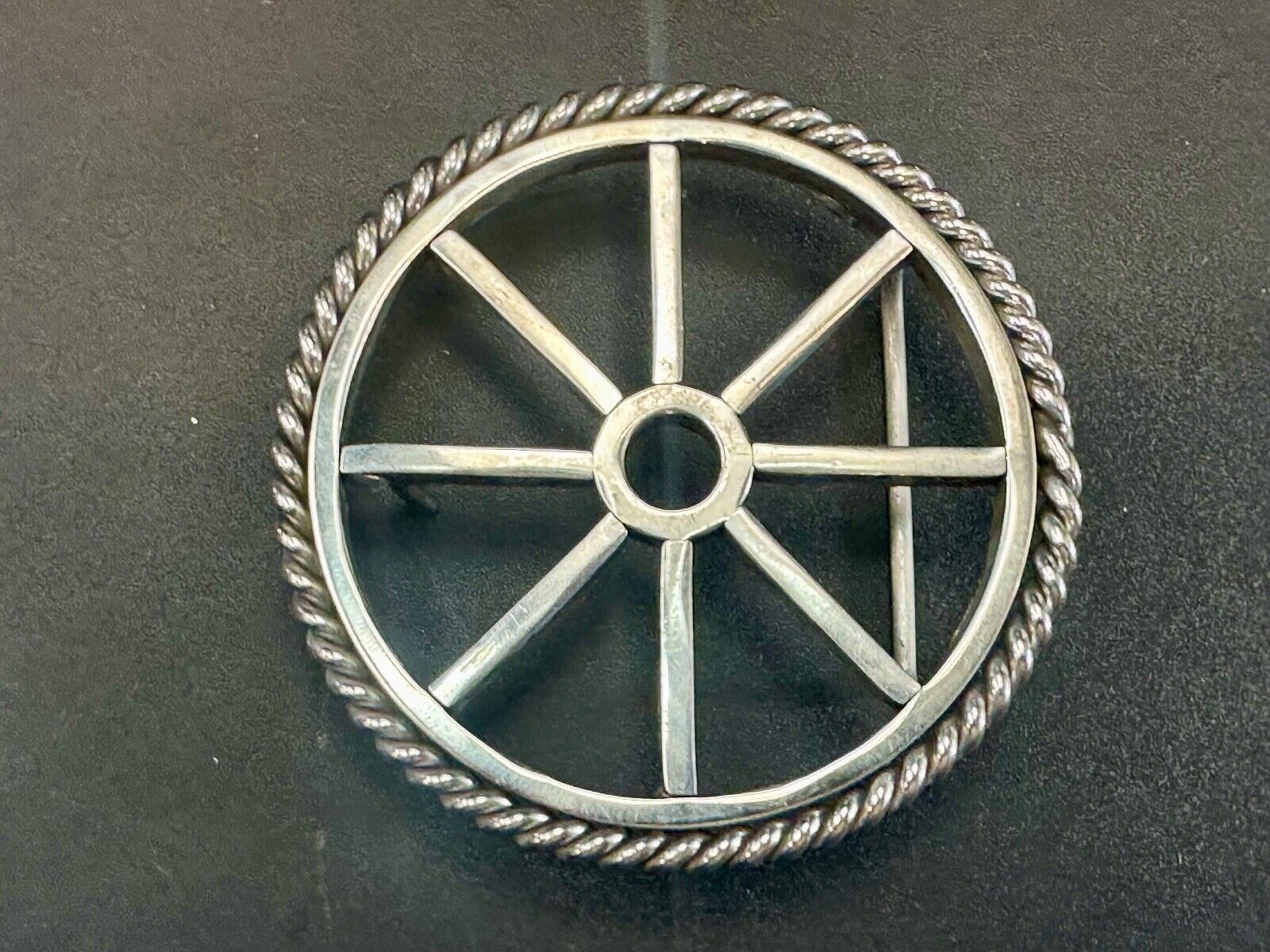 Unique Wagon Wheel Pattern Open Cut-Out Silver Tone 3" Artisan Belt Buckle