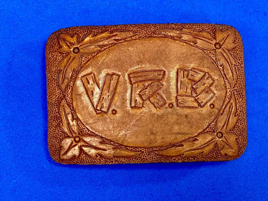 Vintage Initials Letters Vrb Log Style On Leather And Brass Belt Buckle 