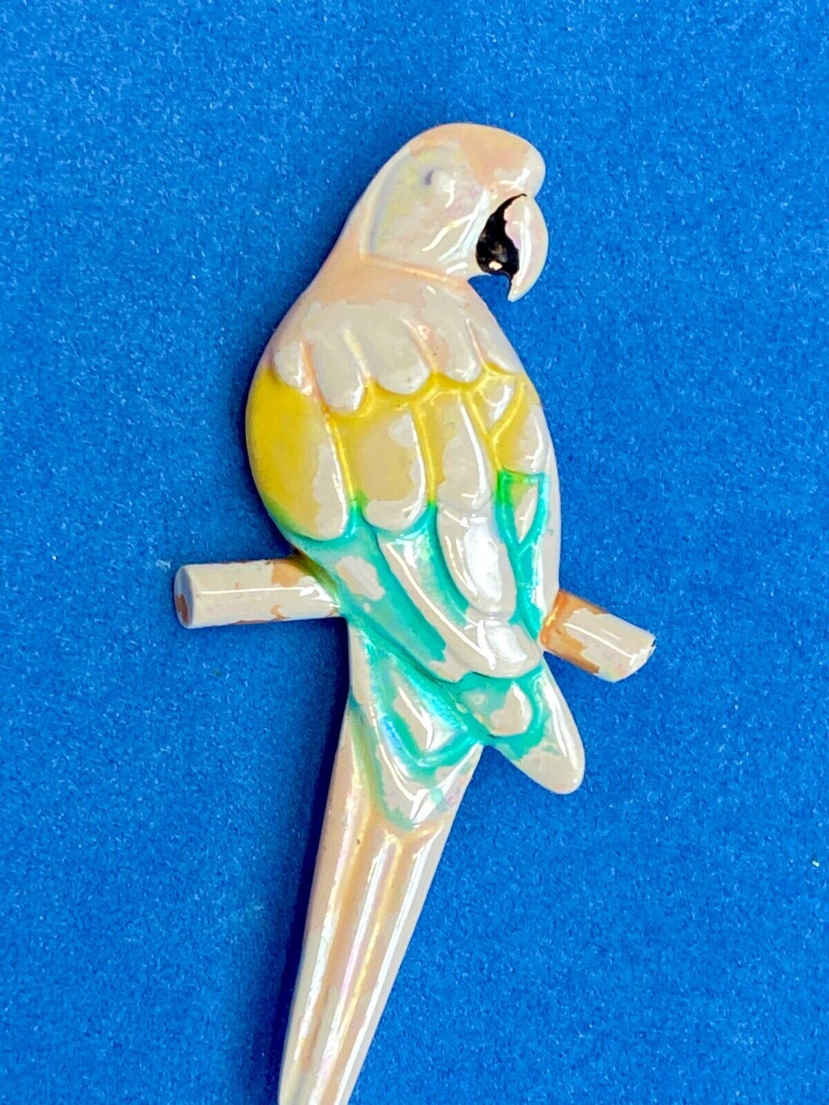Vintage Macaw Parrot Enamel Brooch Lapel Pin Signed Park Lane    