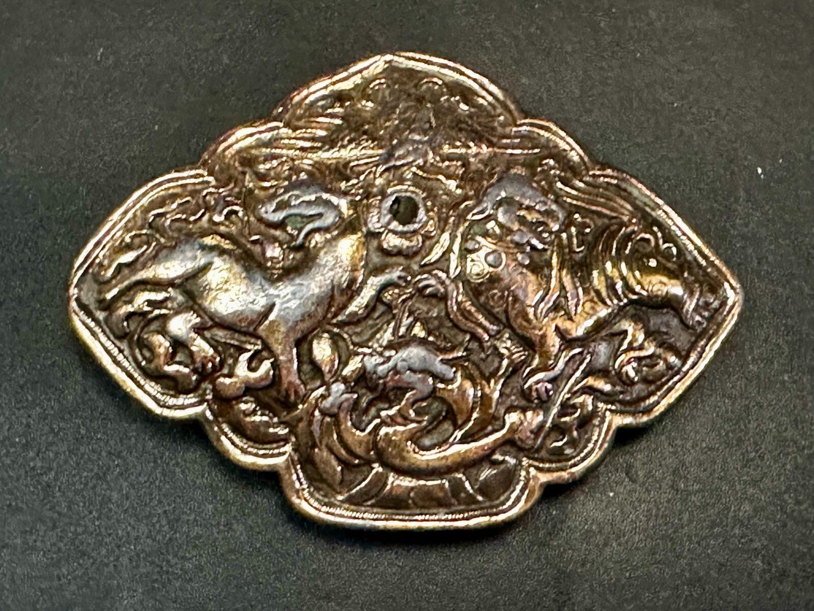 Tibetan Feng Shui Lion Dragon Fork Tongue Vtg.  1974 Bergamot N-60 Belt Buckle