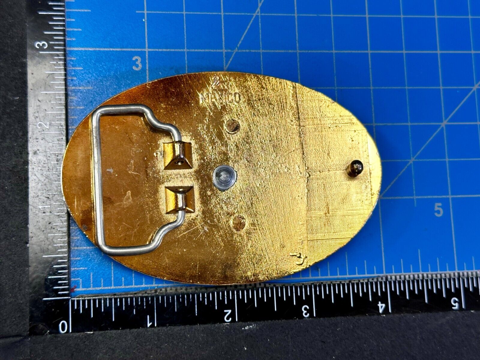 Two Running Horse Heads Vintage Mexico Belt Buckle - See Duck Makers Mark