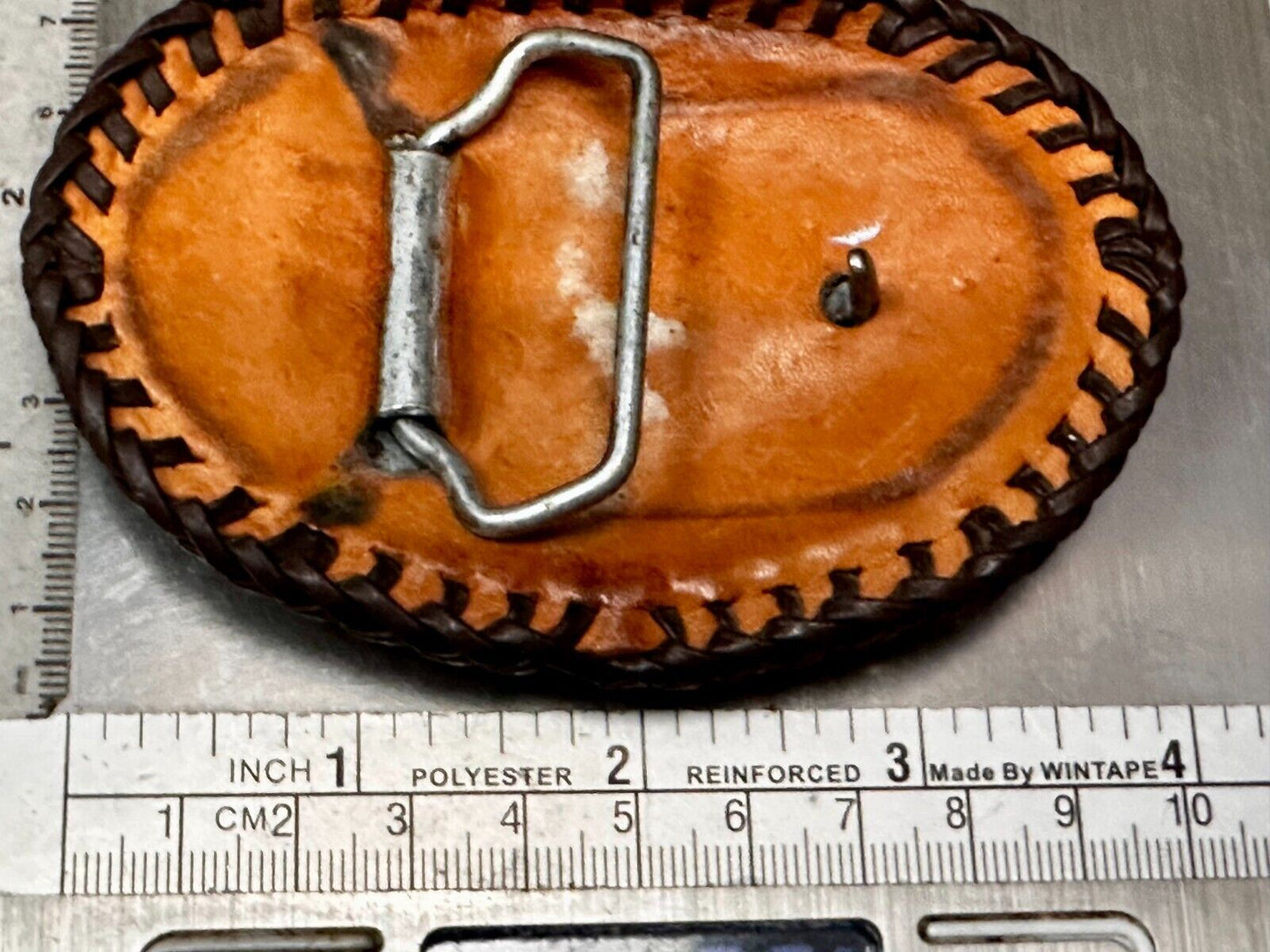 Vintage Horse Head On Brown Leather Belt Buckle to restore!