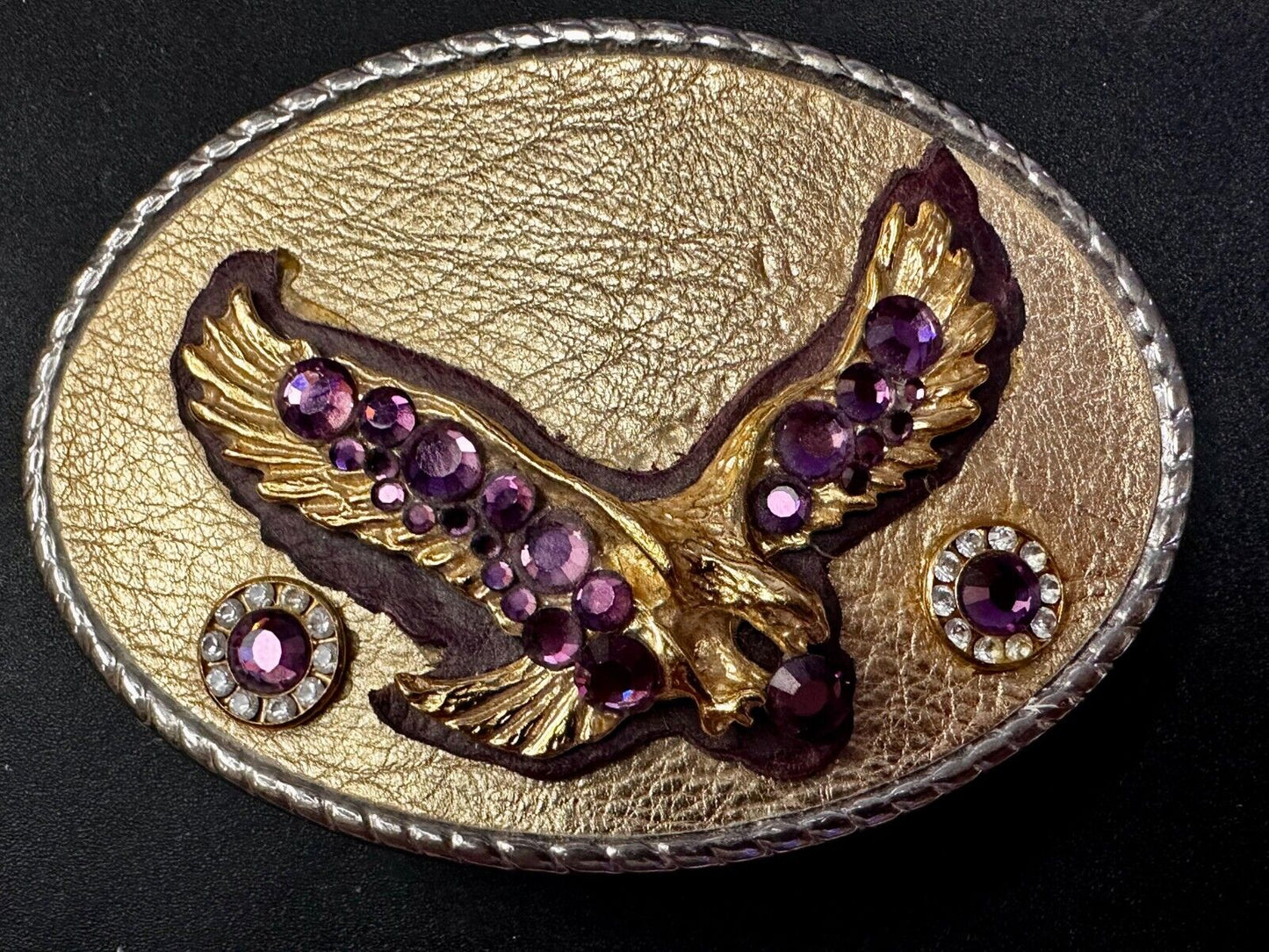 American Eagle Purple Crystal Studded Patriotic Belt Buckle by Michelle Monroe