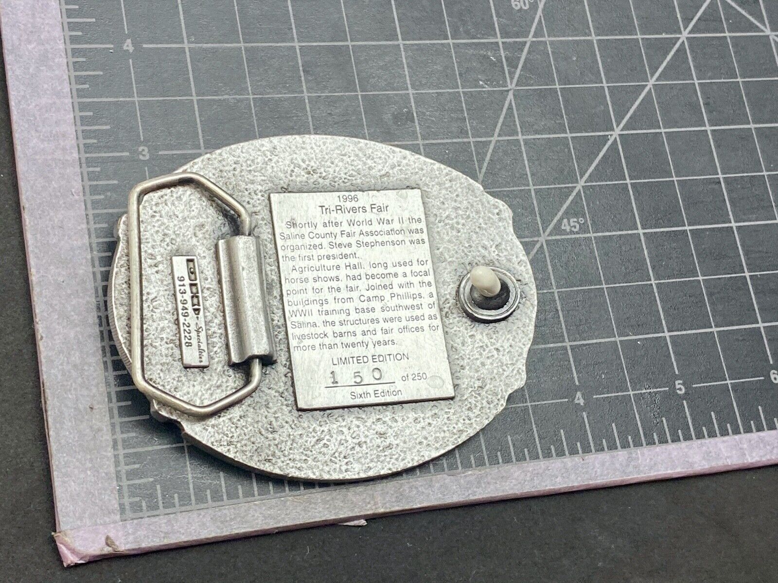 Vintage 1996 Tri-Rivers Fair belt buckle  - Salina KS Kansas by DK Specialties 