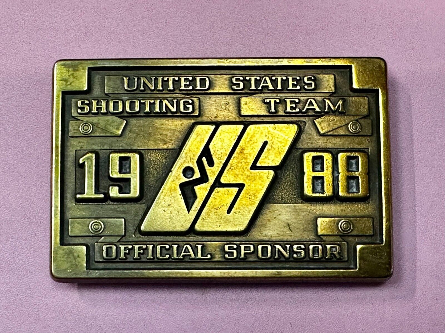 United States Shooting Team 1988 Official Sponsor Seoul Korea Belt Buckle