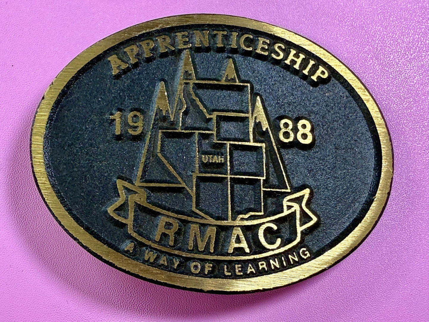 APPRENTICESHIP RMAC A WAY OF LEARNING UTAH Vintage 1988 Belt Buckle