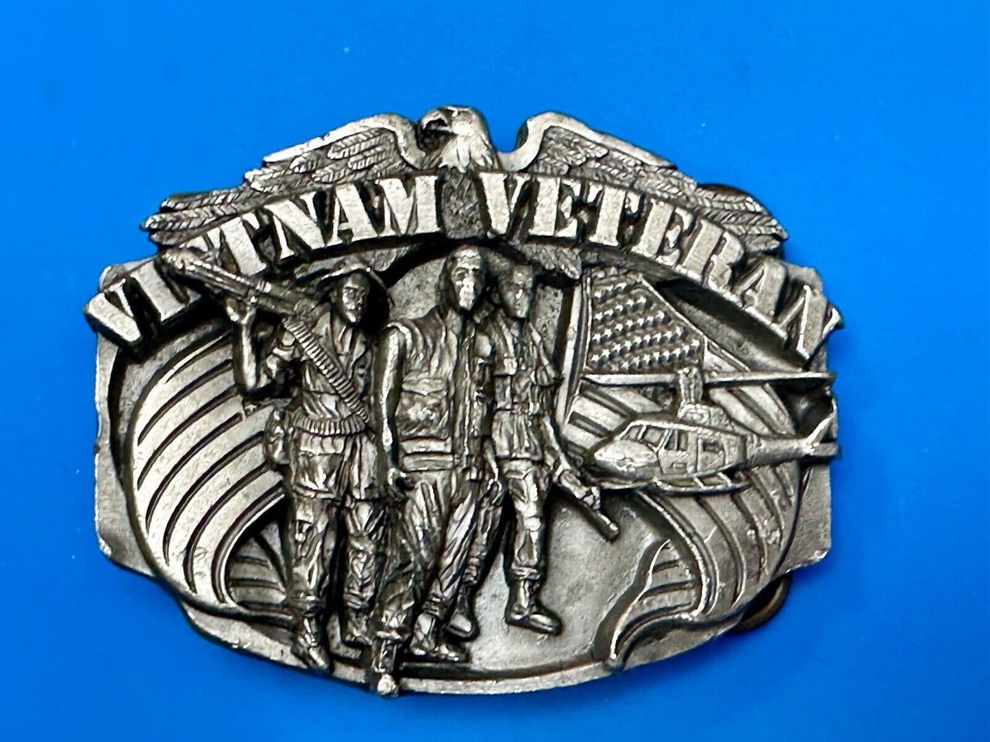 Vietnam Veterans Military Army Hero Vintage 1980's Pewter Siskiyou Belt Buckle