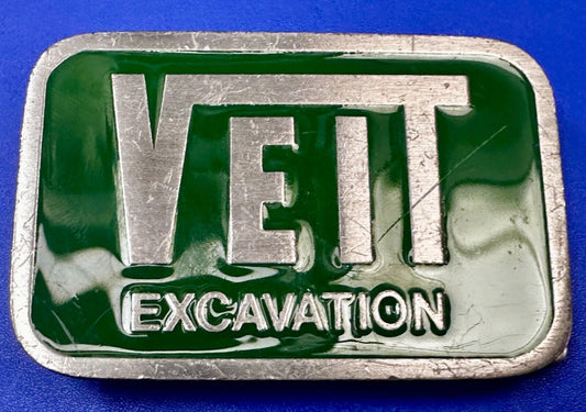 Veit Excavation Demolition Services Company Advertisement CD Hit Belt Buckle