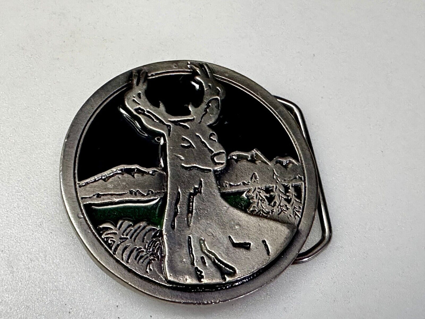 Abstract Deer Drawing Vintage Round Raised numbered Belt Buckle
