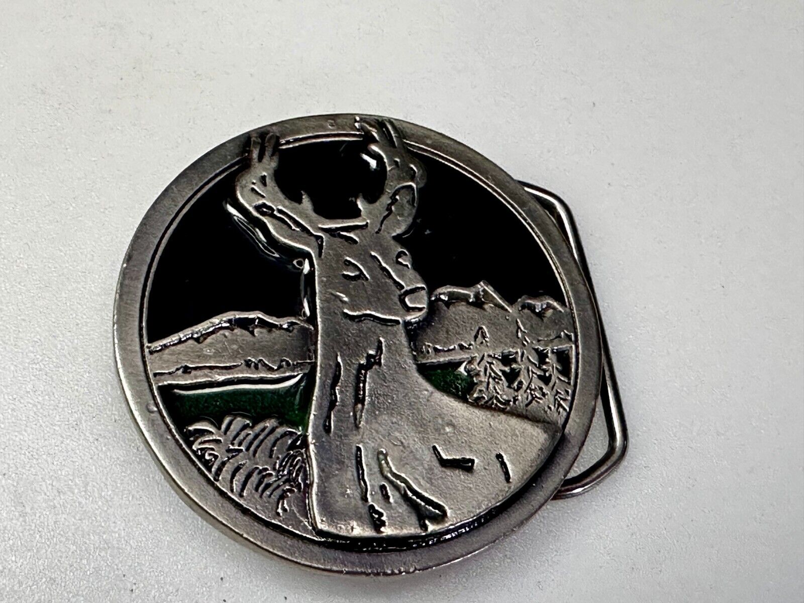 Abstract Deer Drawing Vintage Round Raised numbered Belt Buckle