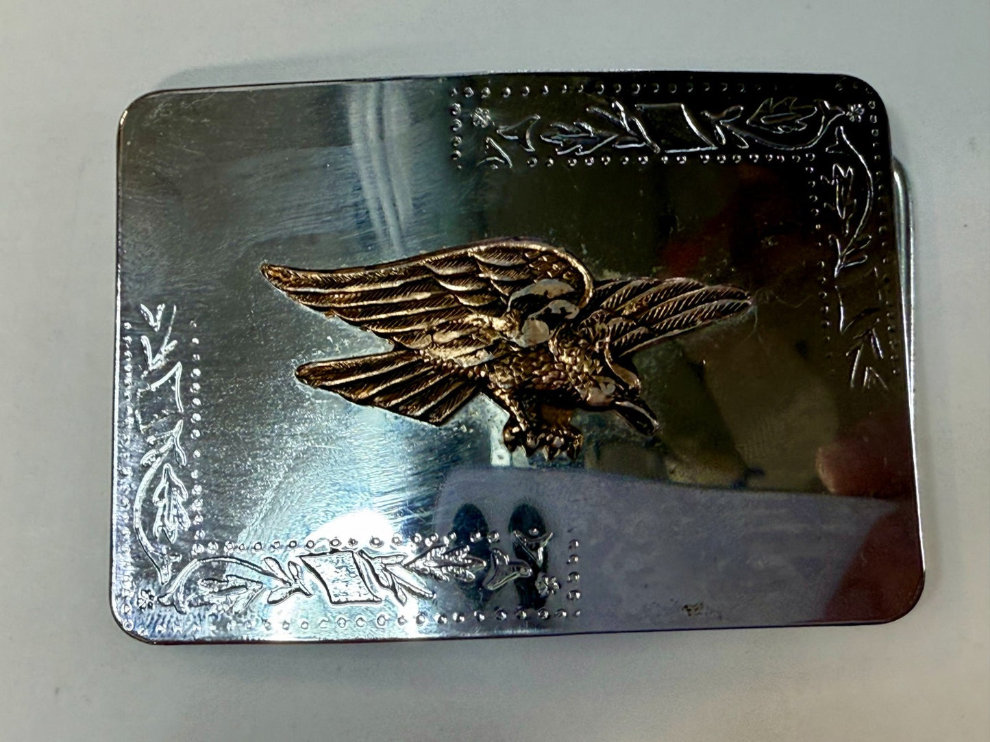 American Eagle Flying Diving Hunting on Reflective Two Tone Western Belt Buckle