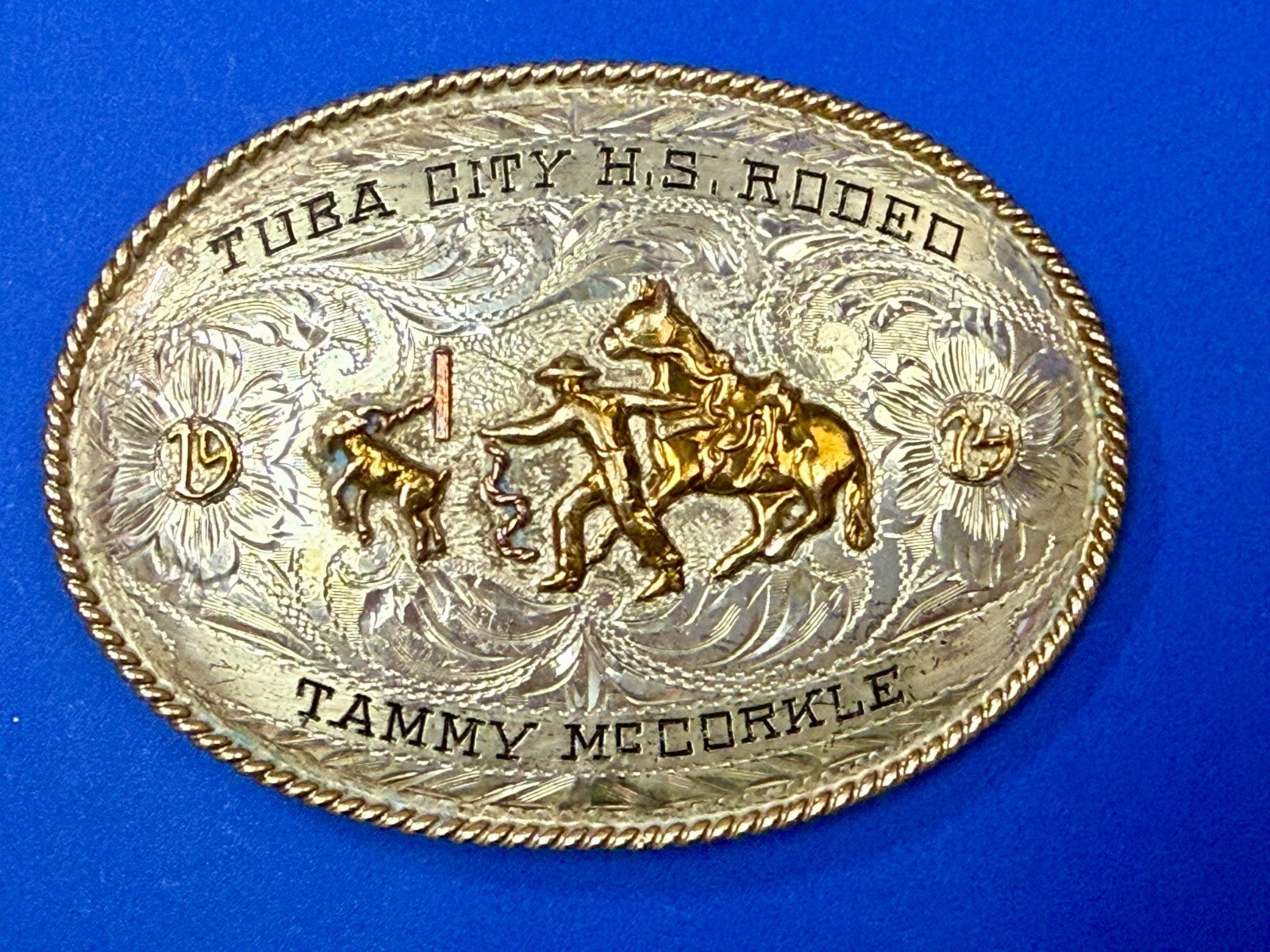Tuba City High School Rodeo B-K Silversmiths Award Trophy Belt Buckle