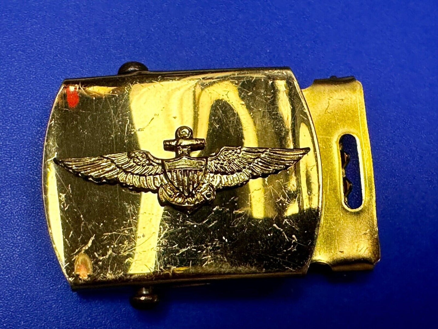 US Navy Aviator Officer Pilot Air Warfare Eagle Seal Brass Ratchet Belt Buckle