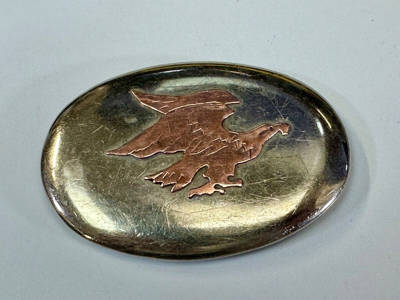 Flying Diving Hunting Patriotic EAGLE on Western two tone oval belt buckle