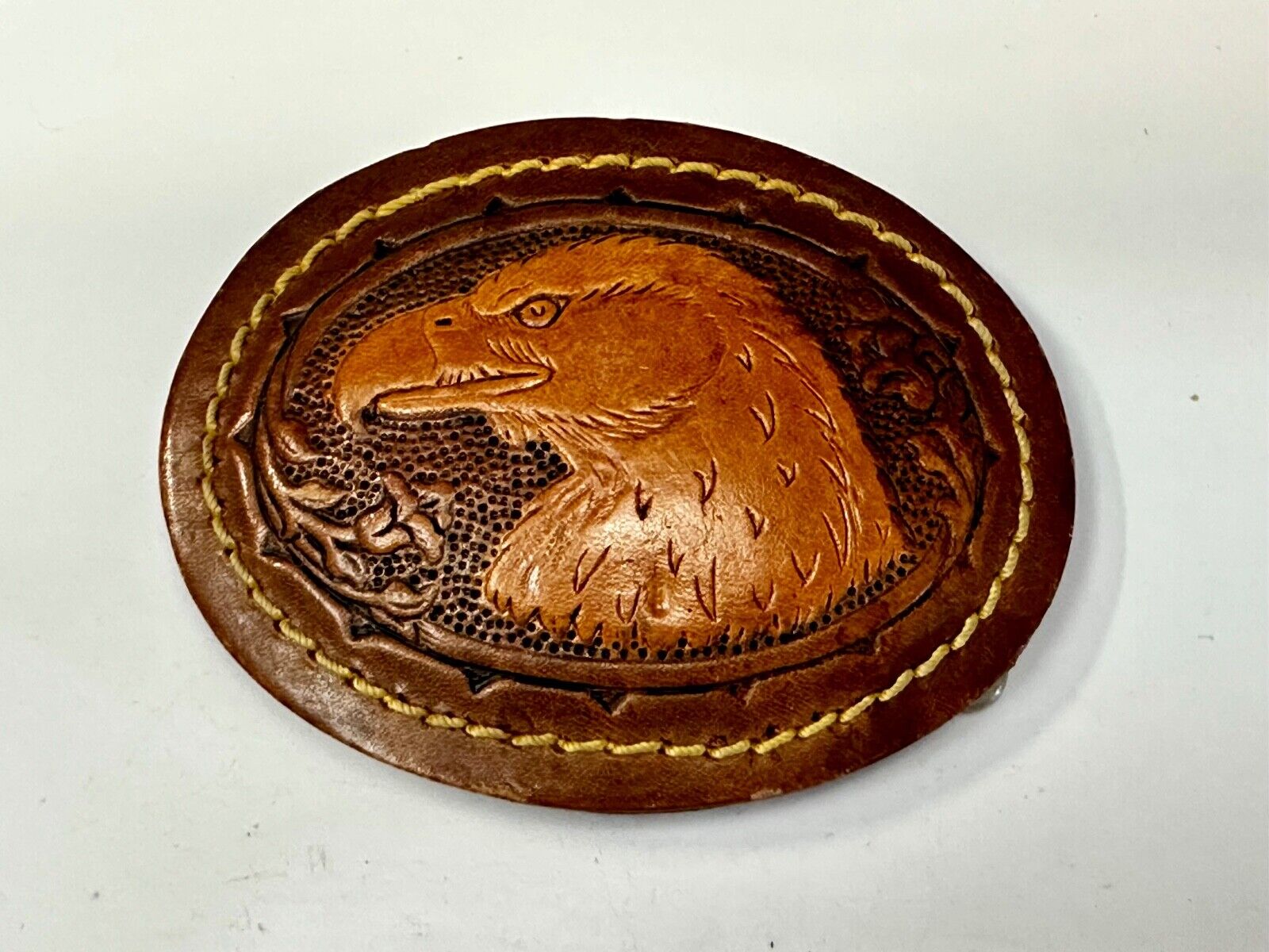 Artisan American Bald Eagle Vintage Mixed Leather Belt Buckle
