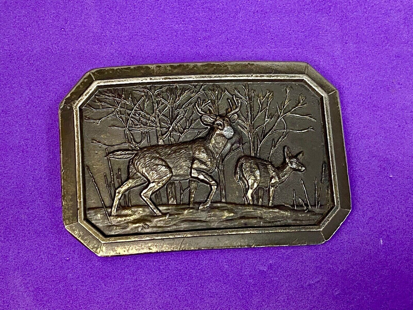 1976 The Deer In Nature  - Great American Belt Buckle Co 