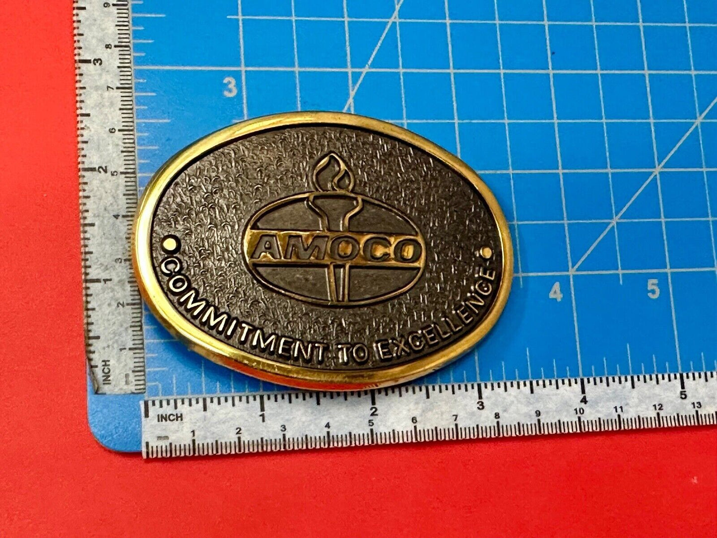 AMOCO Gas Fuel Oil - Committed to Excellence solid brass belt buckle by Jadco