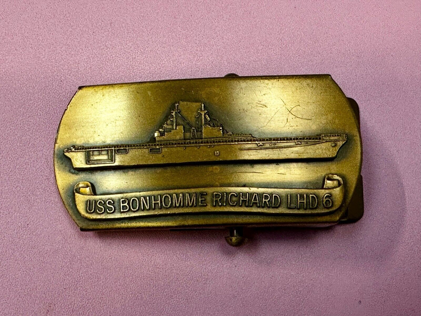 USS BonHomme Richard LHD-6 Assault Ship United States Navy Brass Belt Buckle