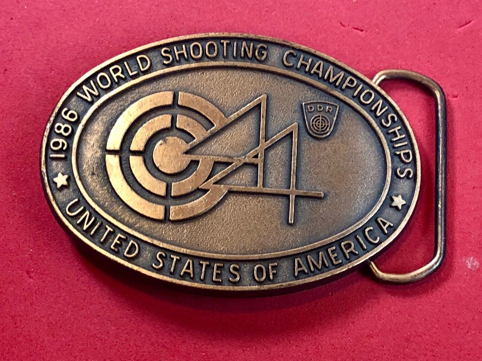  *Vintage ISSF 44TH "1986 World Shooting Championships  USA" Belt Buckle EUC DOR