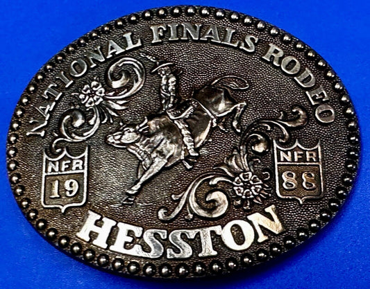 1988 ADM Hesston NFR National Finals Rodeo Cowboys Western Belt Buckle