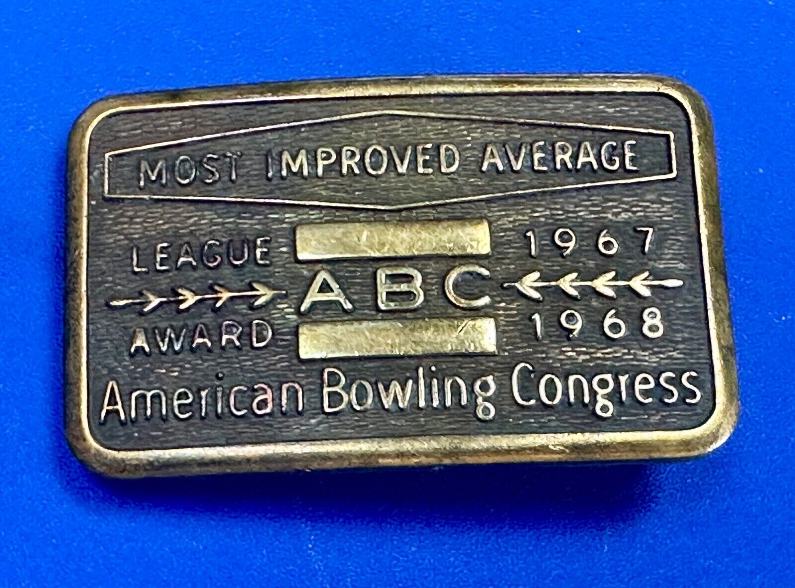 1967 - 68 MOST IMPROVED BOWLING AVERAGE - BLANK -  BELT BUCKLE ABC LEAGUE AWARD