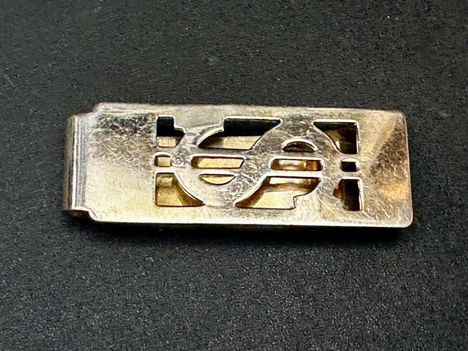 Art Deco Style Dollar Sign $ Symbol In Silver Tone Money Clip