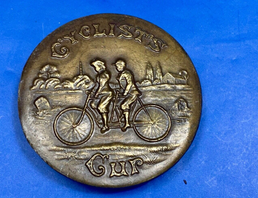 A-39 Cyclists Cup Tandum Bicycle Round Rare! Bergamot Brass Works Belt Buckle