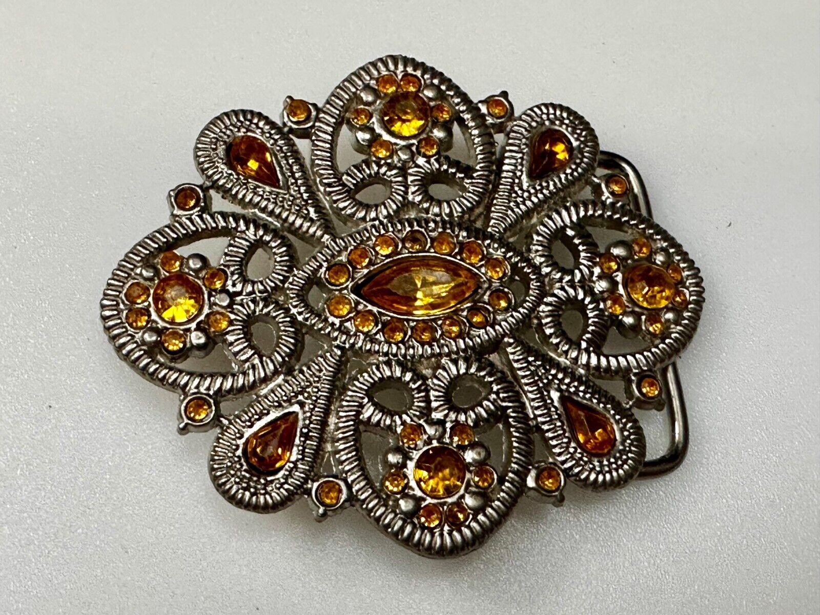 Victorian Style Yellow Rhinestone Jeweled Women's Ladies Fashion Belt Buckle