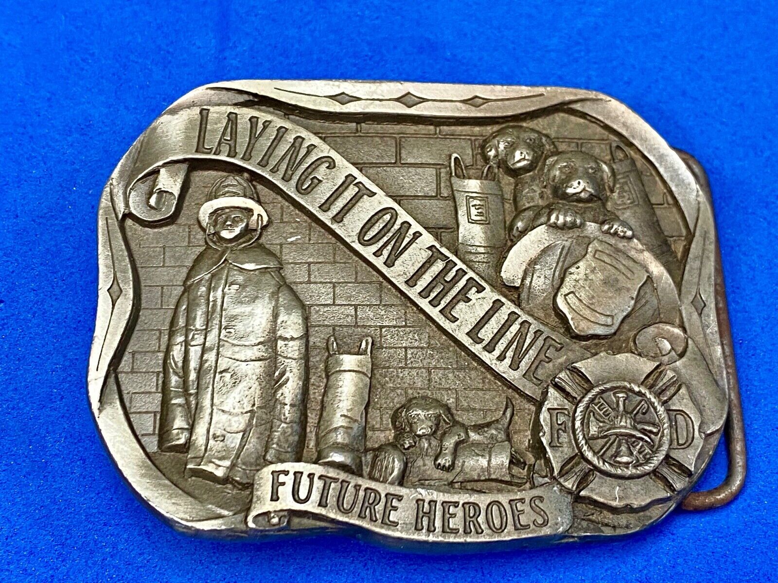 vintage Fire Fighter's Belt Buckle - 1996 Laying It On The Line  Limited Edition