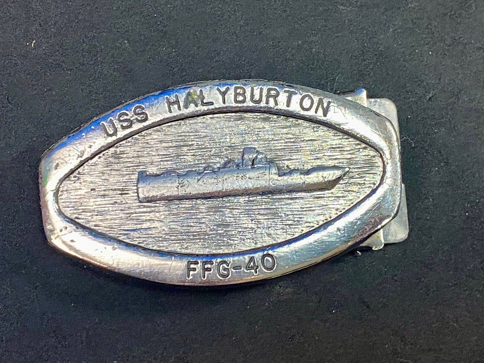 U.S. Navy Uss Halyburton Ffg-40 Oliver Hazard Perry-Class Frigate Belt Buckle