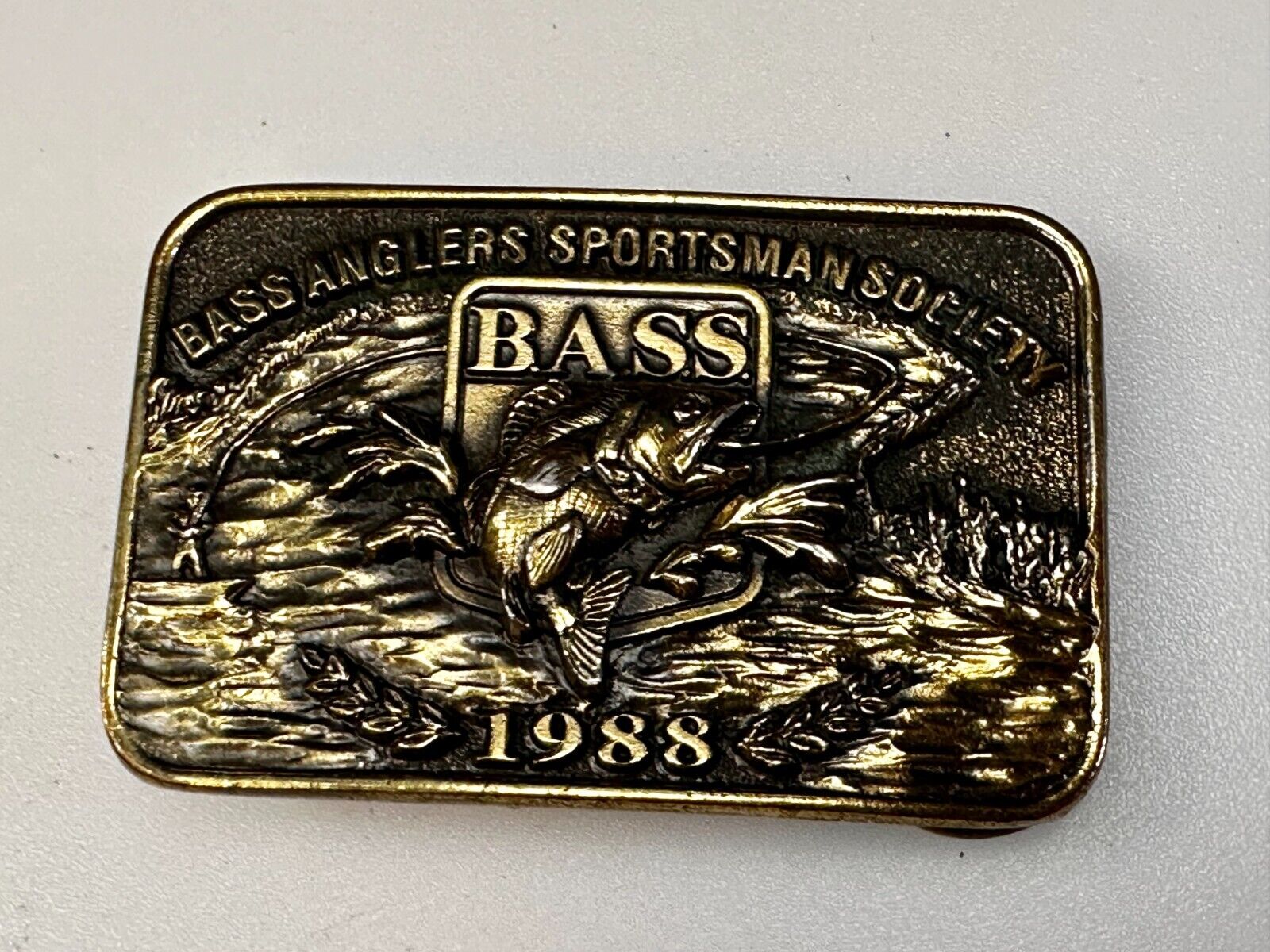 1988 Bass Anglers Sportsman Society Club Great American Belt Buckle