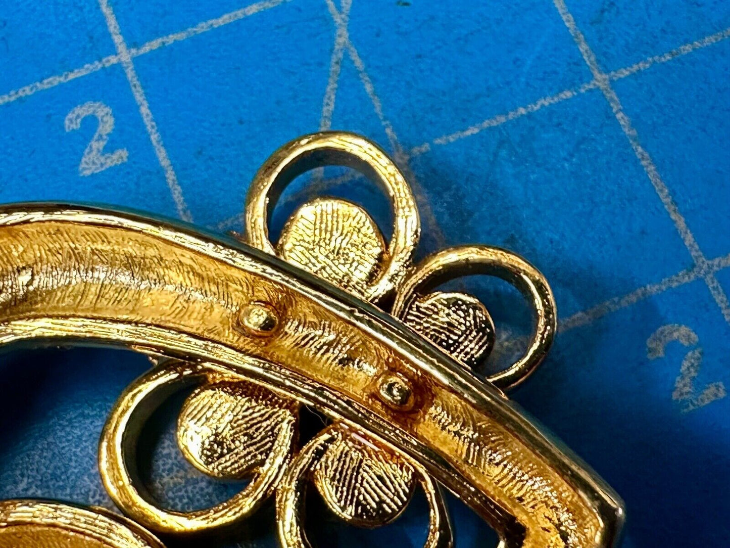 AK Anne Klein signed gold tone heart with rhinestone butterfly Brooch Pin