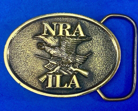 Vintage 1970S Nra Ila  Defender Of Firearms Freedom Belt Buckle 