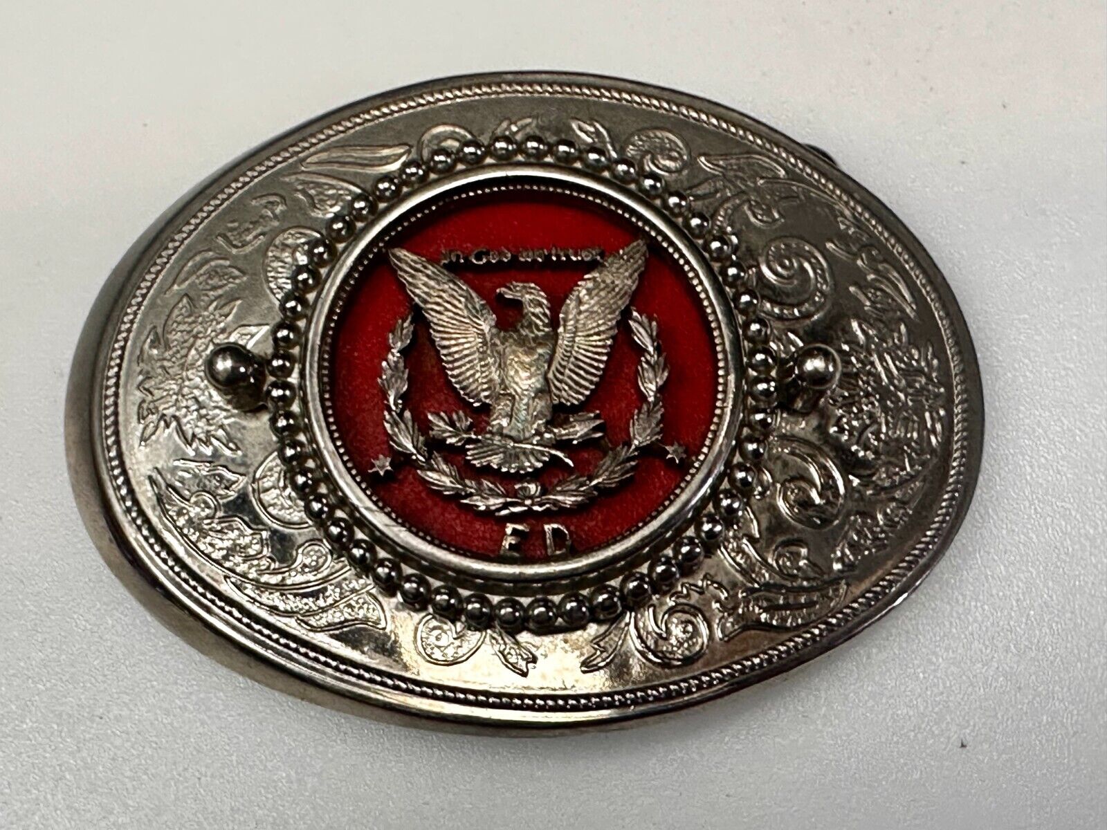 United States of America Flying Eagle Belt Buckle - Use For Silver Dollar Coin