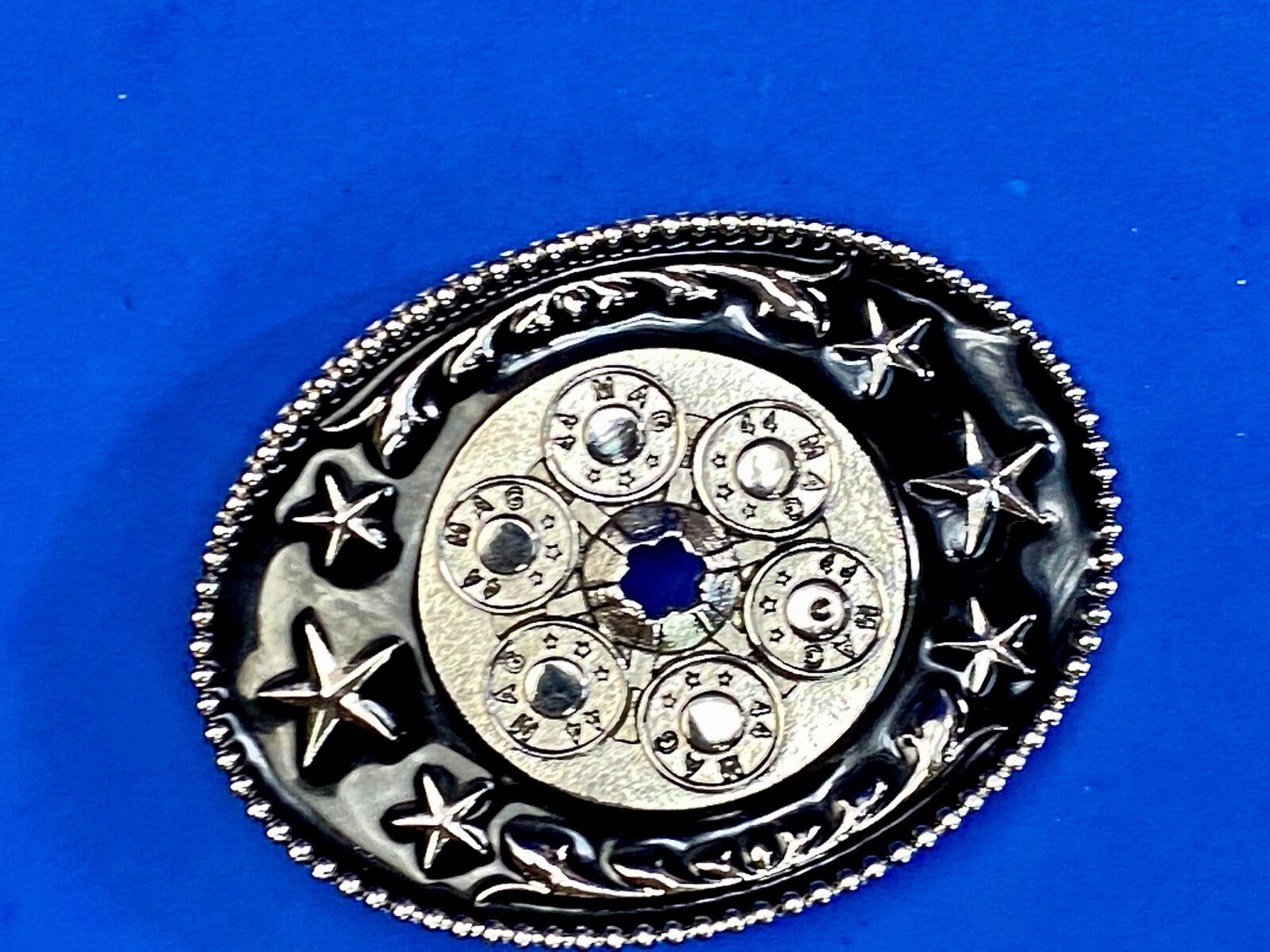 44 Mag Gun Collectors Bullets Drilled Centerpiece  Western Cowboys Belt Buckle