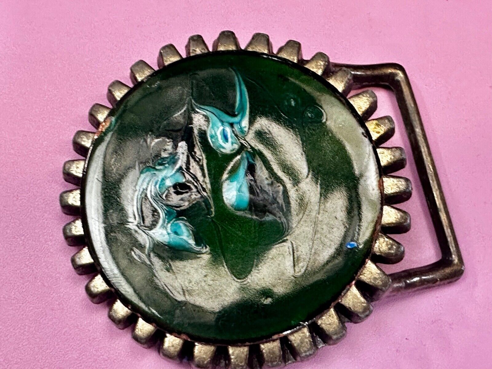 Artisan Metalworker Green Email Art Project - Beautiful Vintage Belt Buckle