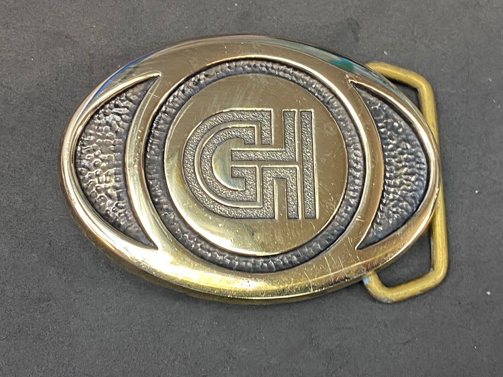Vintage Ghi Gi Company Promotional Solid Brass Belt Buckle Scotts Advertising