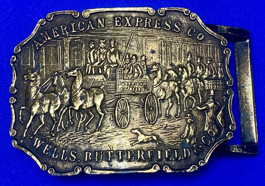 American Express Wells Butterfield unique stagecoach belt buckle