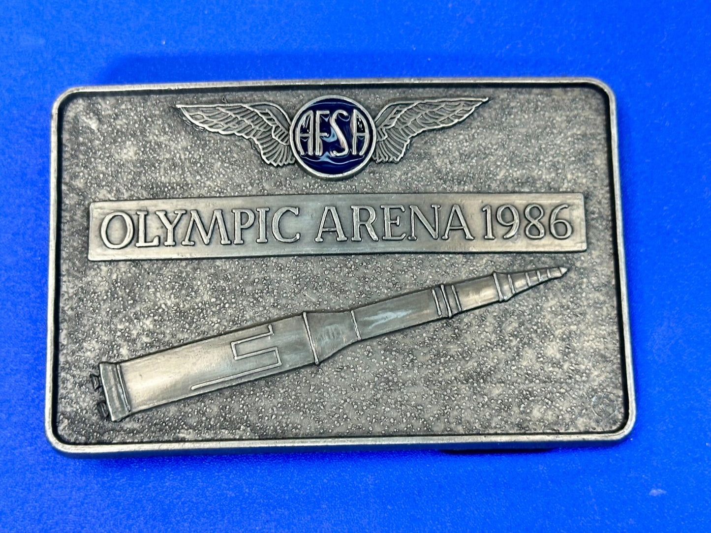 AFSA Air Force Sergeants Association Olympic Arena 1986 Rocket Belt Buckle