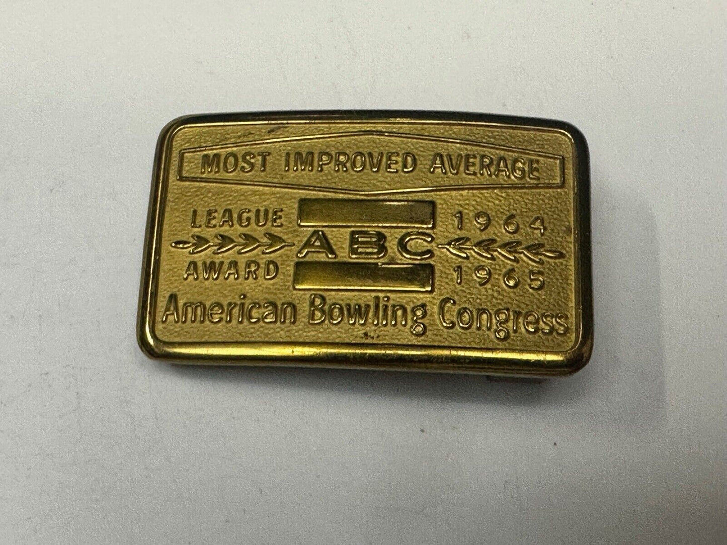 ABC Bowling League Award Trophy 1964 - 65 Belt Buckle RARE Most Improved Average