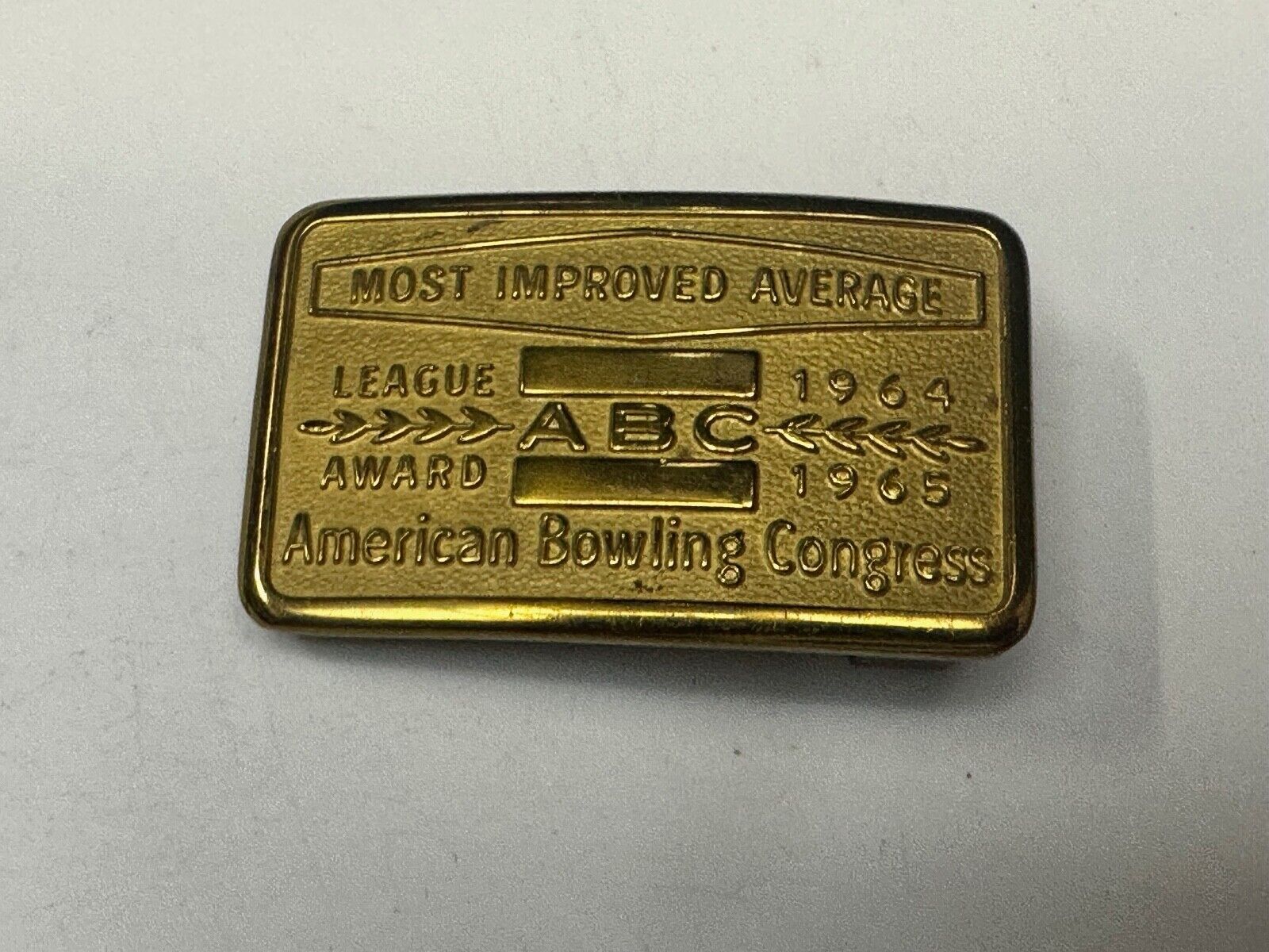 ABC Bowling League Award Trophy 1964 - 65 Belt Buckle RARE Most Improved Average