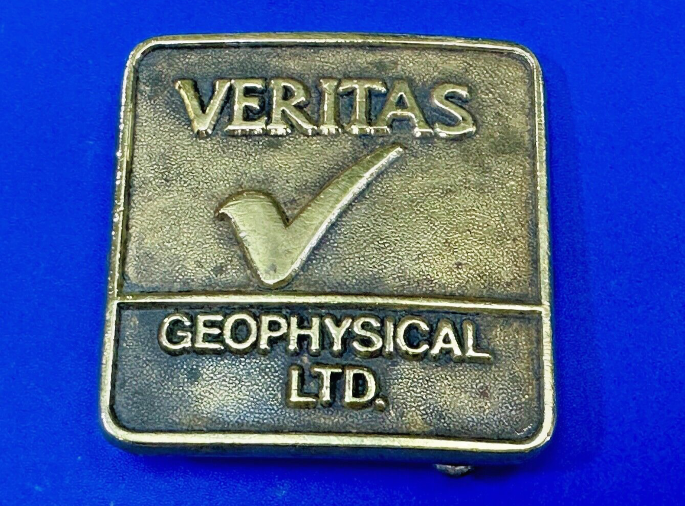Veritas Geophysical Ltd CGG Alberta Canada vintage adverting belt buckle
