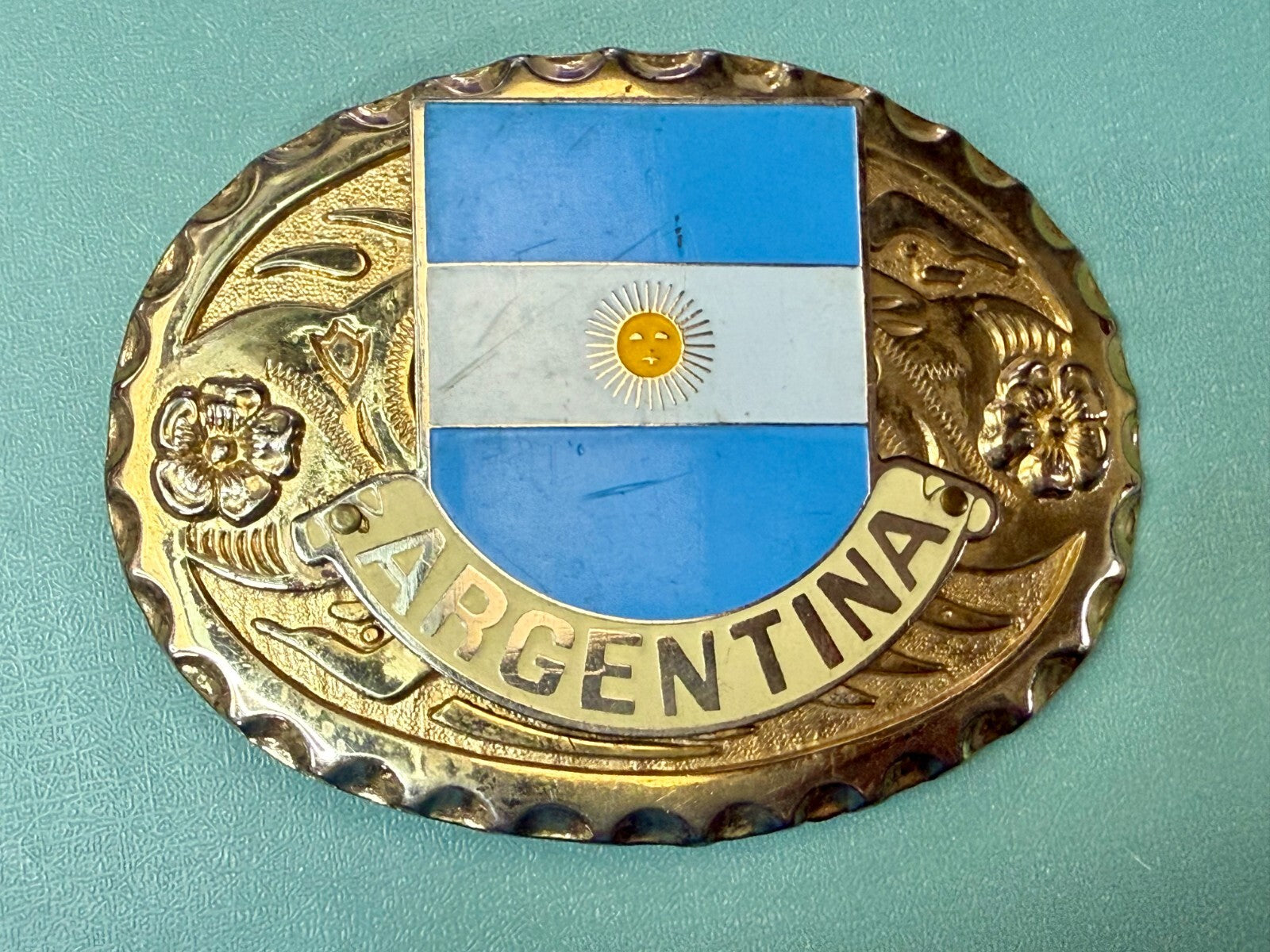 Argentina Argentine Republic Country Flag Patriotic Western Framed Belt Buckle