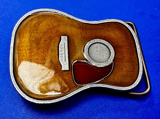 Acoustic Guitar Body Shaped Music Realistic Brown Bergamot N-261 Belt Buckle