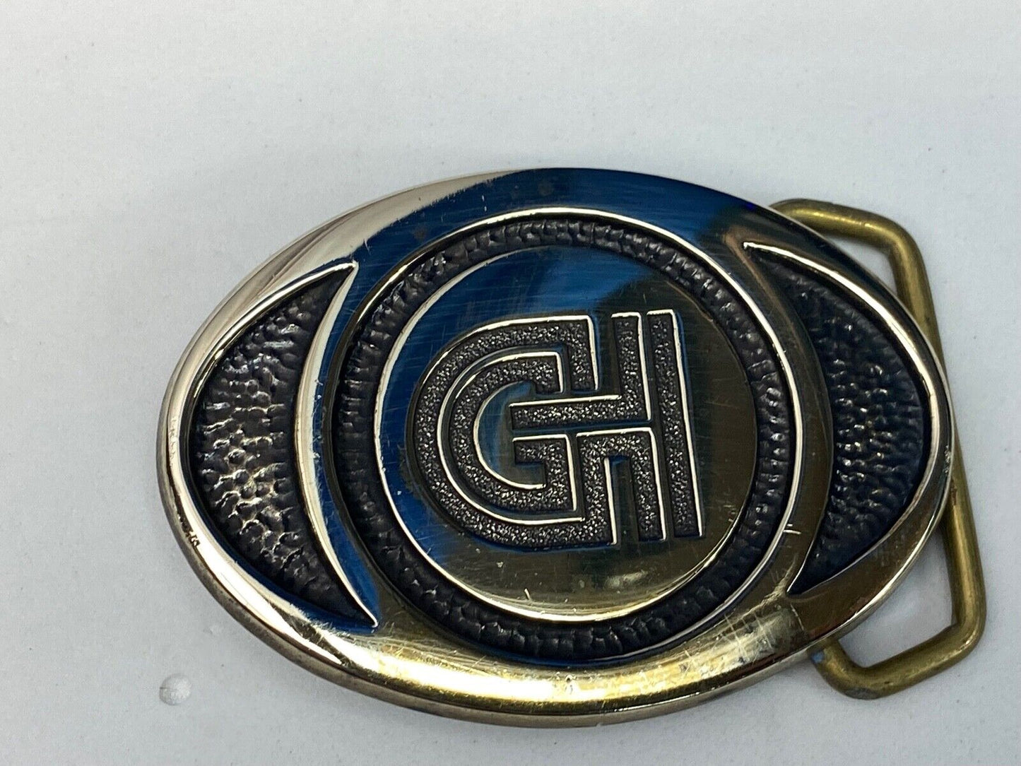 Vintage Ghi Gi Company Promotional Solid Brass Belt Buckle Scotts Advertising