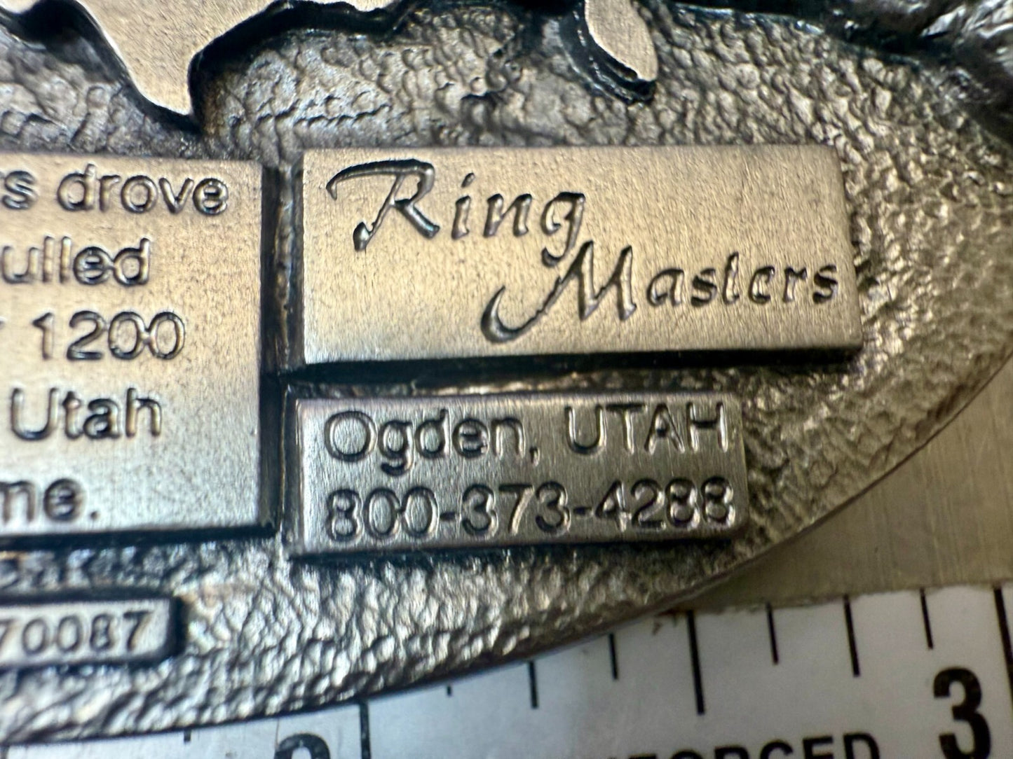 Utah State The Spirit of Pioneering 150 years Vintage Ring Masters Belt Buckle