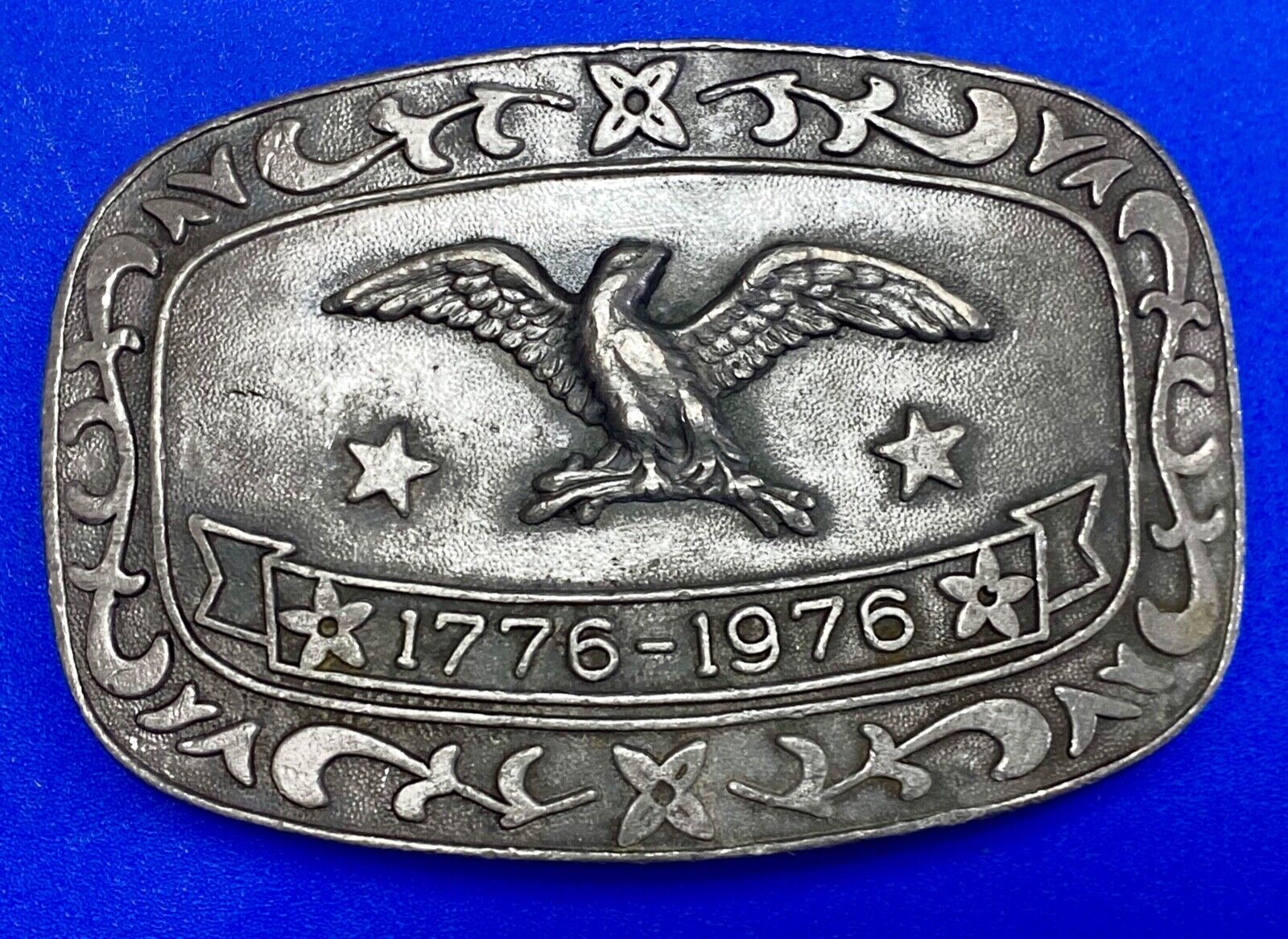 Bicentennial Celebration Patriotic repaired belt buckle by Celebrity
