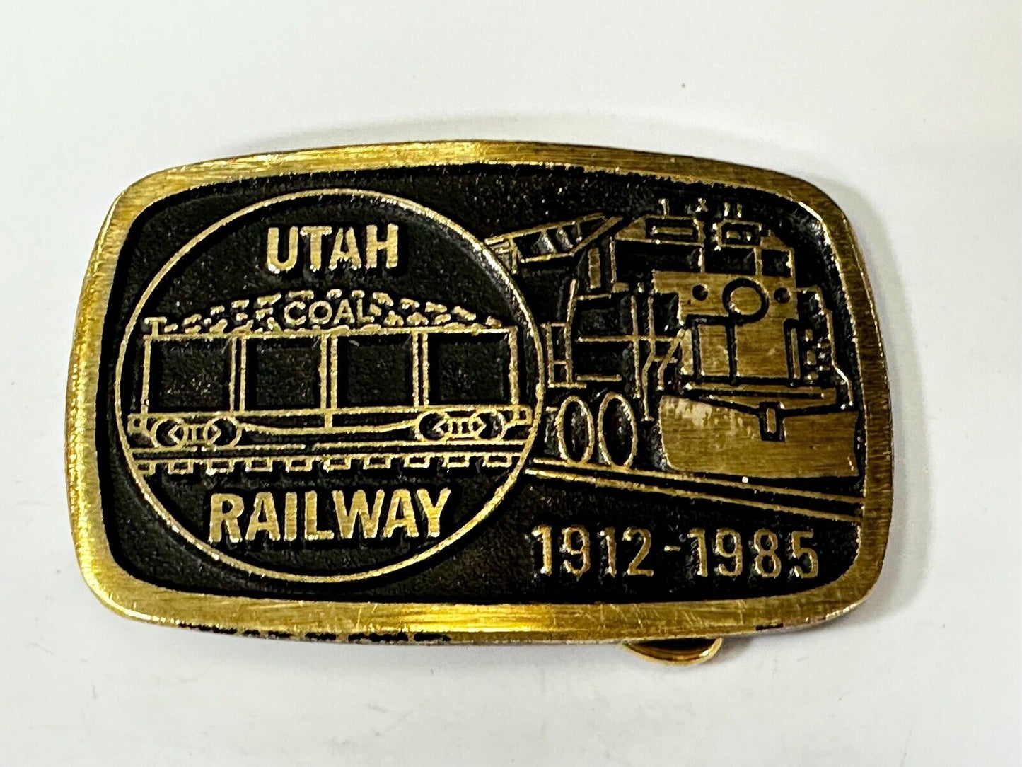UTAH Railway Train Commemorative Solid Brass VTG 1985 Belt Buckle by DynaBuckle