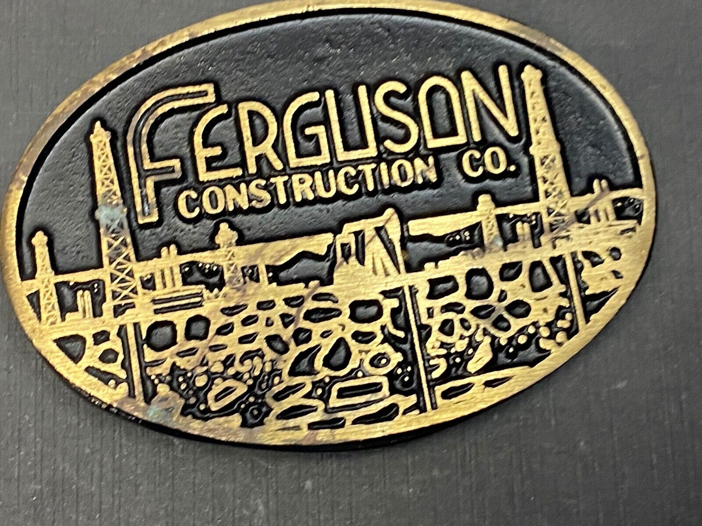 Vintage Ferguson Oil Construction Company Sidney Ohio Dunabuckle Belt Buckle 